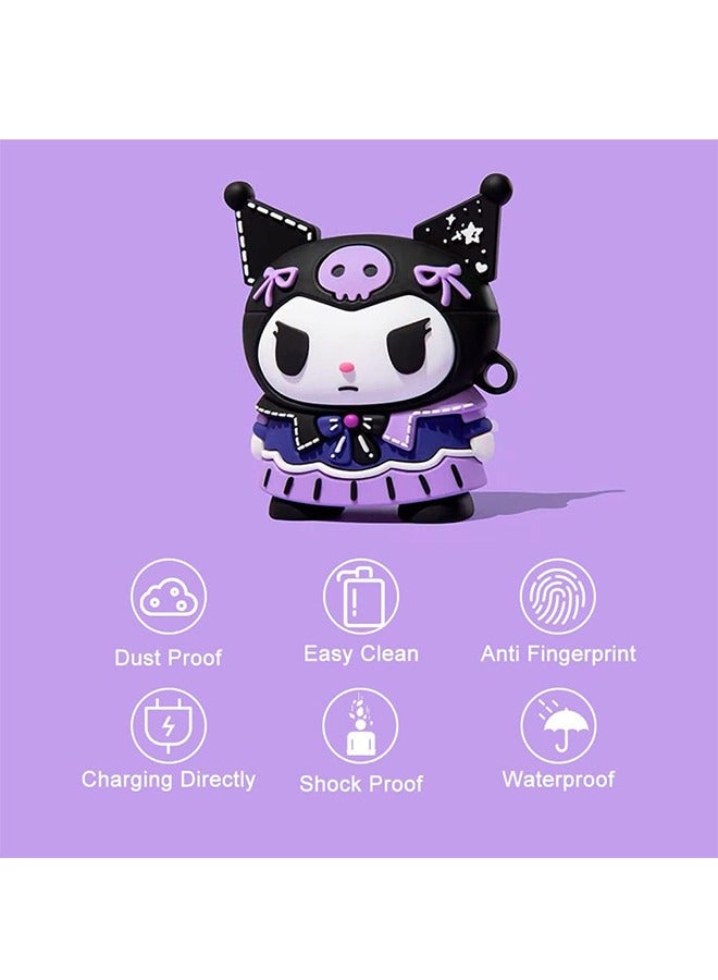 Lovely Case Cover Compatible with APods 3rd with Keychain, Funny Unique 3D Soft Silicone Shockproof Protective Skin Case Cover for APod 3rd Case, Support Wireless Charging-Purple Kuromi - Image 2