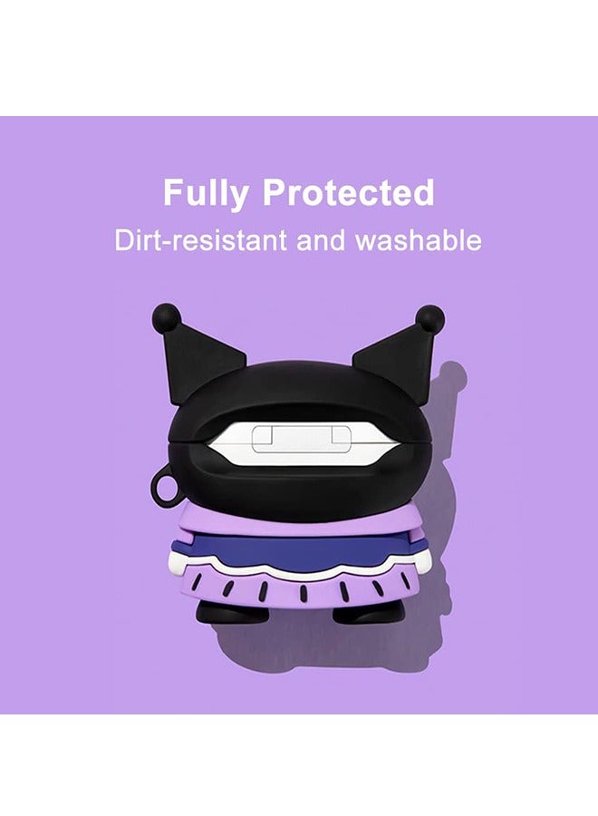 Lovely Case Cover Compatible with APods 3rd with Keychain, Funny Unique 3D Soft Silicone Shockproof Protective Skin Case Cover for APod 3rd Case, Support Wireless Charging-Purple Kuromi - Image 4