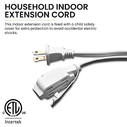 Power By GoGreen Go Green Power Inc. 20ft Household Extension Cord, White, 3 Outlets, 16/2, Indoor Use Only - Safe, Reliable, and Child-Safe Covers - Ideal for Everyday Electronics - Image 3