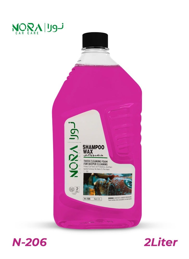 NORA Car Care Shampoo Wax N-206 – 2 Liter – Thick Cleaning Foam for Deeper Car Wash & Shine – Protects Paint, pH Balanced, Gentle Formula – Height 28cm - Image 1