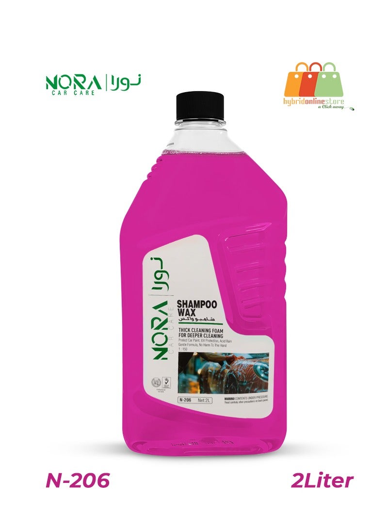 NORA Car Care Shampoo Wax N-206 – 2 Liter – Thick Cleaning Foam for Deeper Car Wash & Shine – Protects Paint, pH Balanced, Gentle Formula – Height 28cm - Image 3
