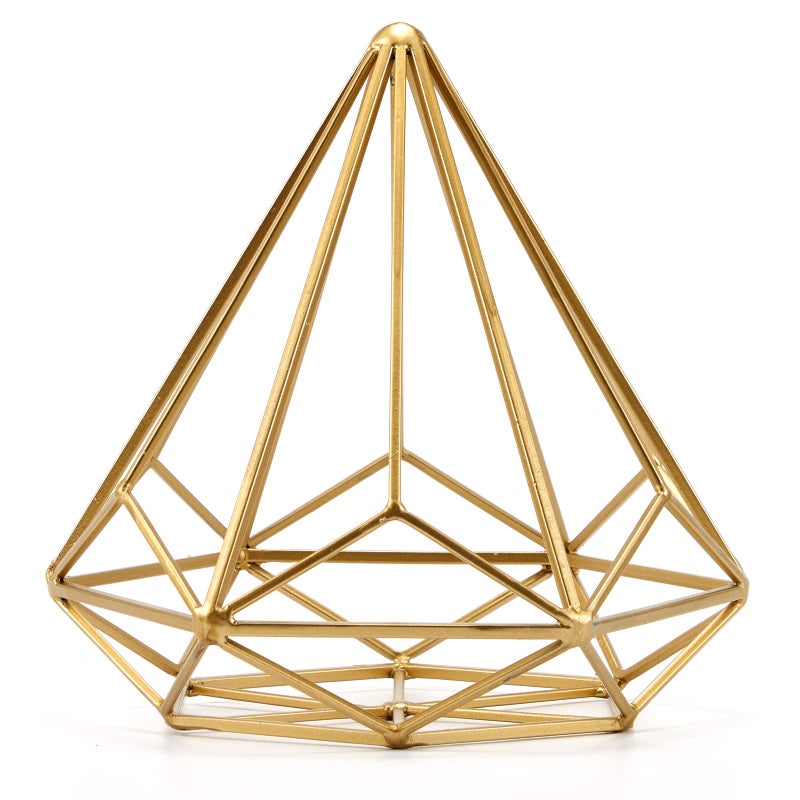 HLQMFHT 6 inchesBright Gold Iron SphereDiamond Shape Geometric Sculpture Decorative SphereTabletop Decorations for Living Room StudyBedroomModern Home Decor Accents