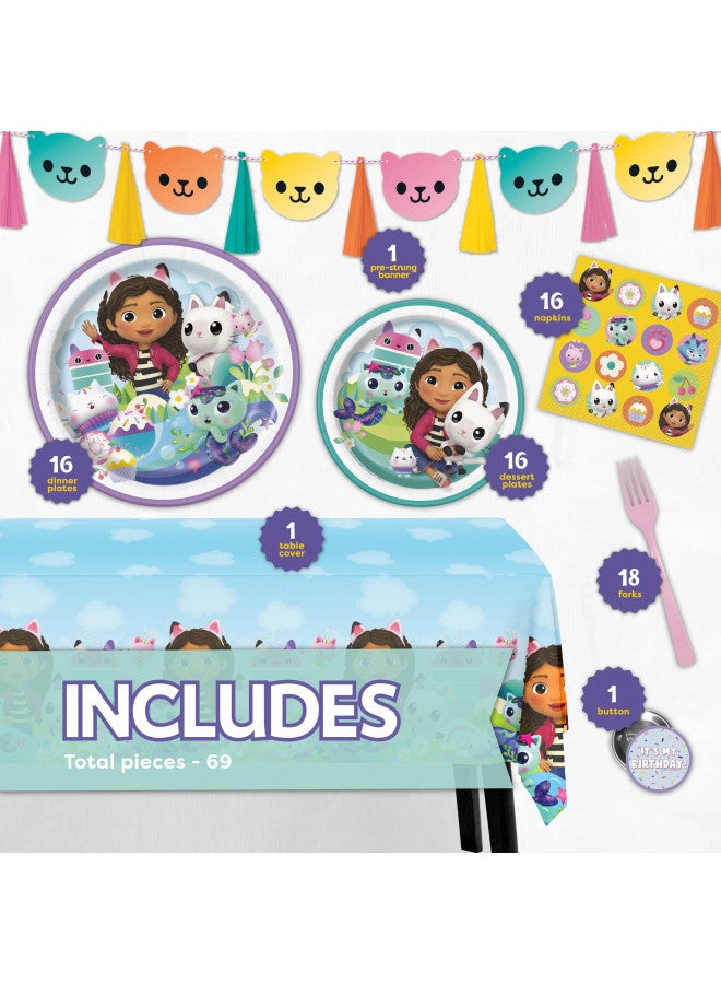 Unique لوازم حفلة جابي الفريدة | لوازم حفلة جابي | لوازم حفلة منزل جابي | مرخصة رسميًا | لافتة، غطاء طاولة، أطباق، مناديل، زر | تكفي 16 ضيفًا - Image 2