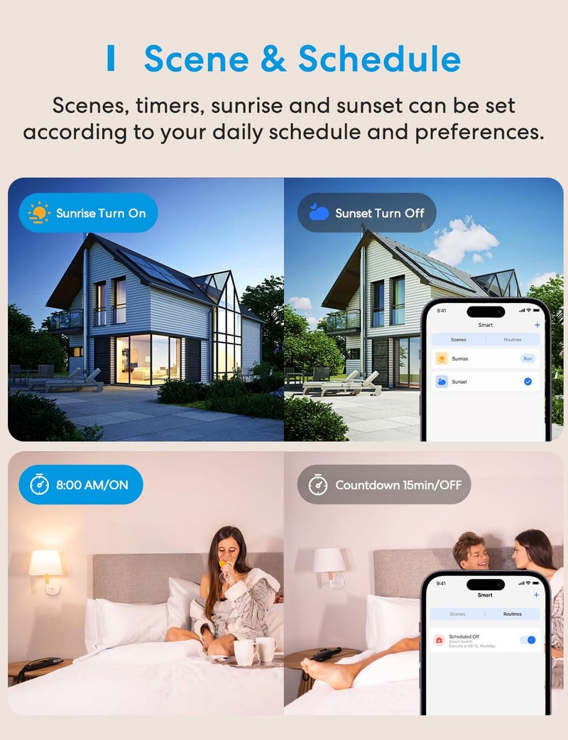 meross Smart Light Switch 4 Pack Supports Apple HomeKit, Siri, Alexa, Google Assistant & SmartThings, Single Pole Light Switch, Neutral Wire Required, Remote Control Schedule, 2.4GHz Wi-Fi - Image 4
