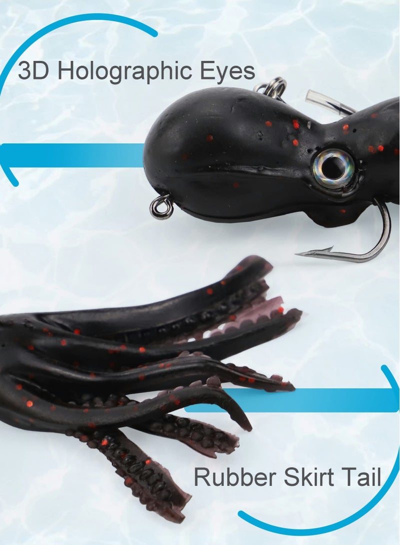 Generic 5 Piece Saltwater Fishing Lure Set with Octopus Soft Lures and Skirt Tails for Lingcod and Rockfish Fishing  - Image 5
