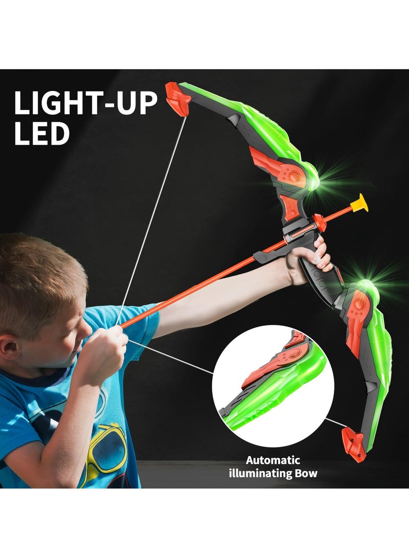 TEMI Kids Bow and Arrow Set, LED Light Up Archery Toy Set with 10 Suction Cup Arrows, Target and Quiver, Indoor and Outdoor Toys for Children Boys Girls  - Image 4