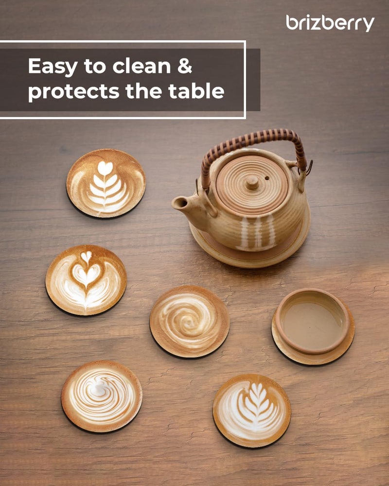 Brizberry® Brizcoast Premium Designer Printed Beautiful Wooden Coasters Fit for Tea Cups, Coffee Mugs and Glasses Design 12 8 (3.5X3.5 Inch) (Set of 6) - Image 4