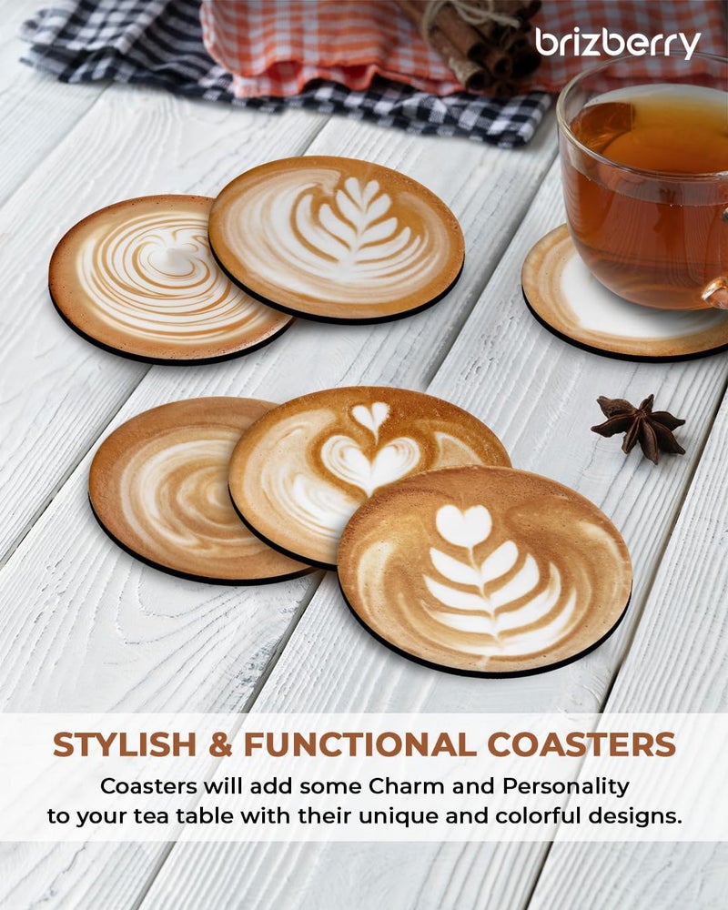 Brizberry® Brizcoast Premium Designer Printed Beautiful Wooden Coasters Fit for Tea Cups, Coffee Mugs and Glasses Design 12 8 (3.5X3.5 Inch) (Set of 6) - Image 5