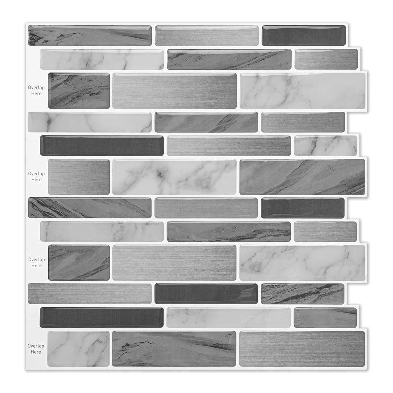 LONGKING Peel and Stick Backsplash Tile for Kitchen, Stick on Tile on Wall, Bathroom (Grey Marbling) - Image 1