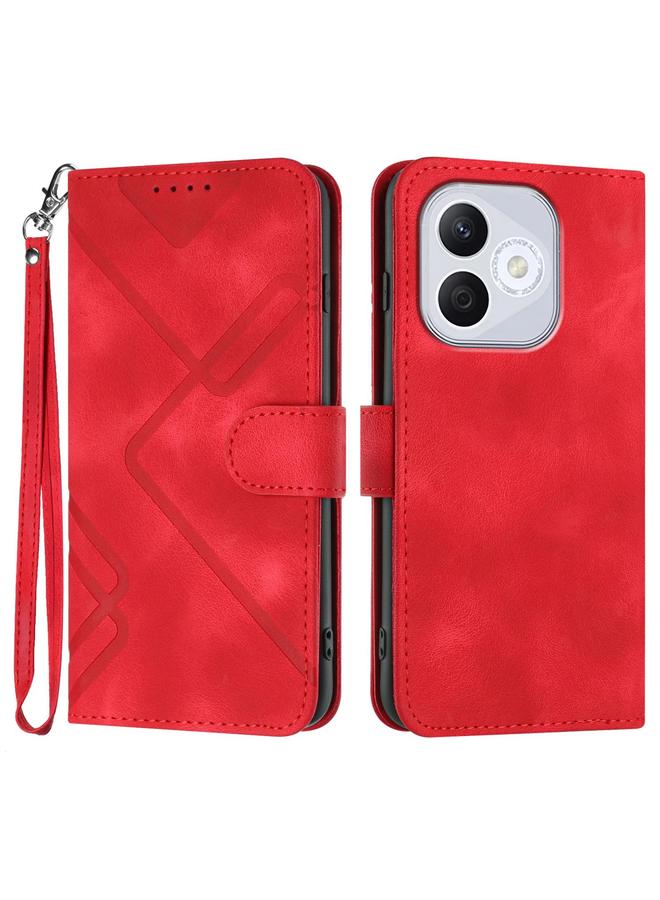 جرين تايجر جراب هاتف Honor 400 Lite بنمط خطوط من الجلد الملمس - Image 1