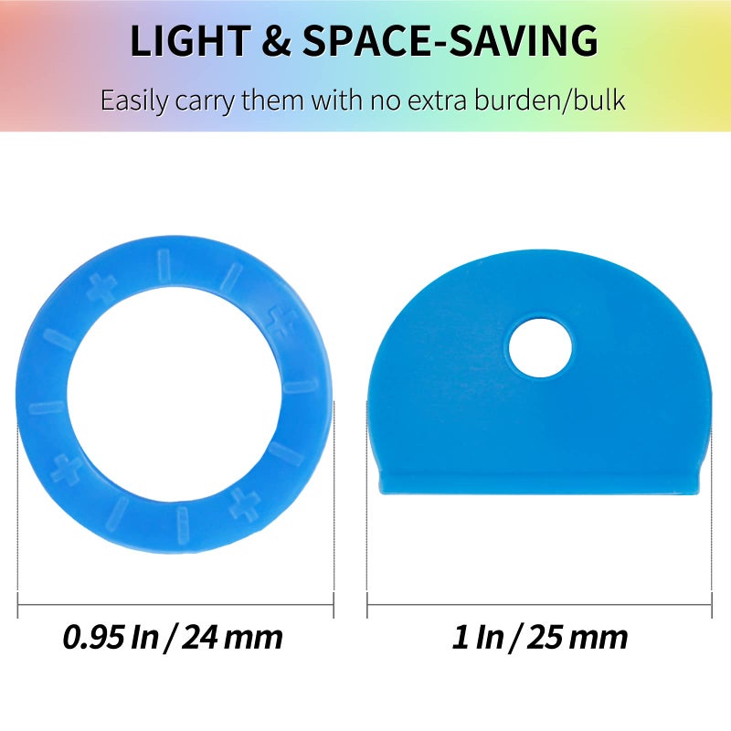 Vibit 32 Pack Key Cap Tags Set in 8 Assorted Colors Plastic Key Identifier Coding Label Covers for Standard Flat House Keys, 2 Styles - Image 5