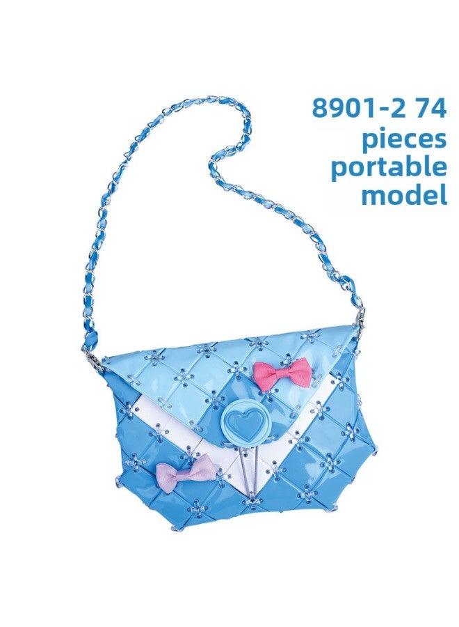 Children's Detachable Woven Shoulder Bag Handmade Material Bag Diy Handmade Bag Girl Gift Toy-Color:8901-2(74 Pieces)  - Image 1