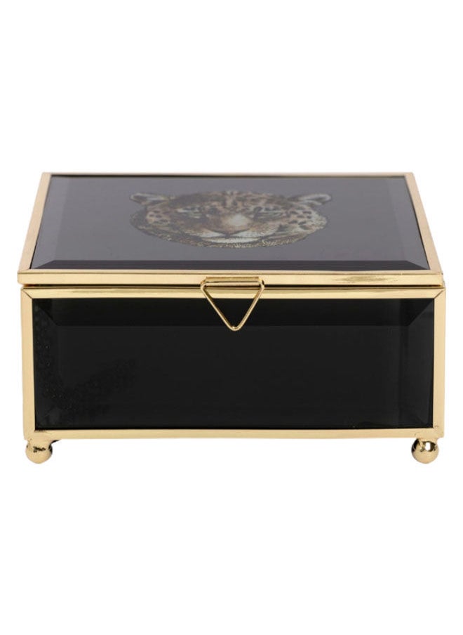 homes r us - Feline Jewellery Box, Black & Gold - 12x12 cm - Image 1