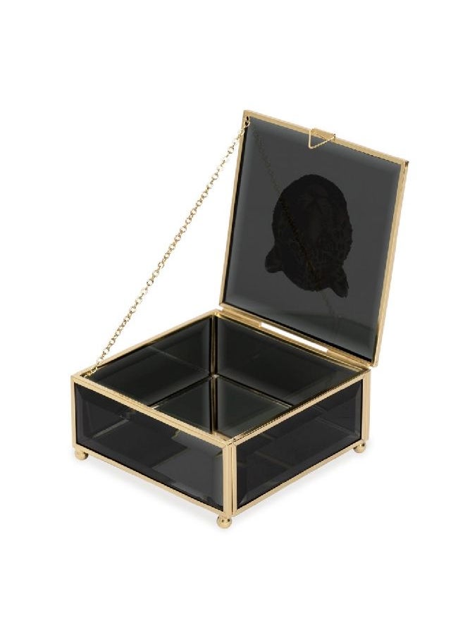 homes r us - Feline Jewellery Box, Black & Gold - 12x12 cm - Image 1
