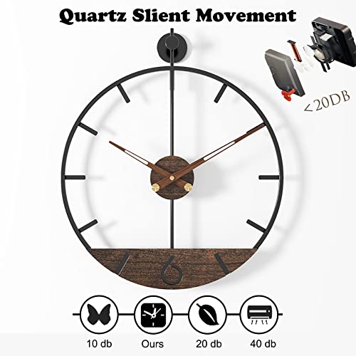 DAYDAYART Modern Wood Walnut Dial Wall Clock, Large Simple Wall Decor Metal Frame Silent Non Ticking Clock for Living Room Decor, Kitchen, Bedroom, Study Decoration, Handmade Home Gift Idea, 26.4 in - Image 4