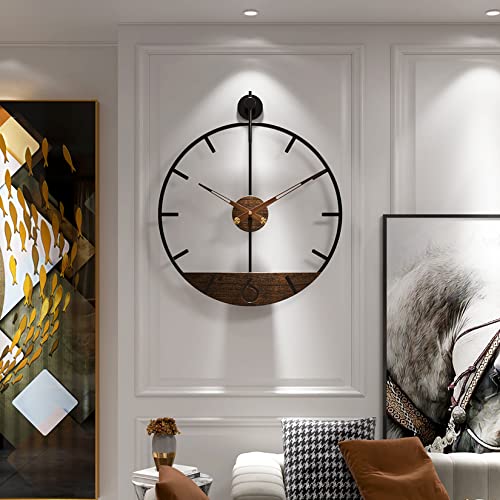 DAYDAYART Modern Wood Walnut Dial Wall Clock, Large Simple Wall Decor Metal Frame Silent Non Ticking Clock for Living Room Decor, Kitchen, Bedroom, Study Decoration, Handmade Home Gift Idea, 26.4 in - Image 2
