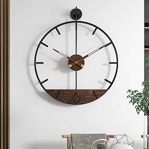 DAYDAYART Modern Wood Walnut Dial Wall Clock, Large Simple Wall Decor Metal Frame Silent Non Ticking Clock for Living Room Decor, Kitchen, Bedroom, Study Decoration, Handmade Home Gift Idea, 26.4 in - Image 1