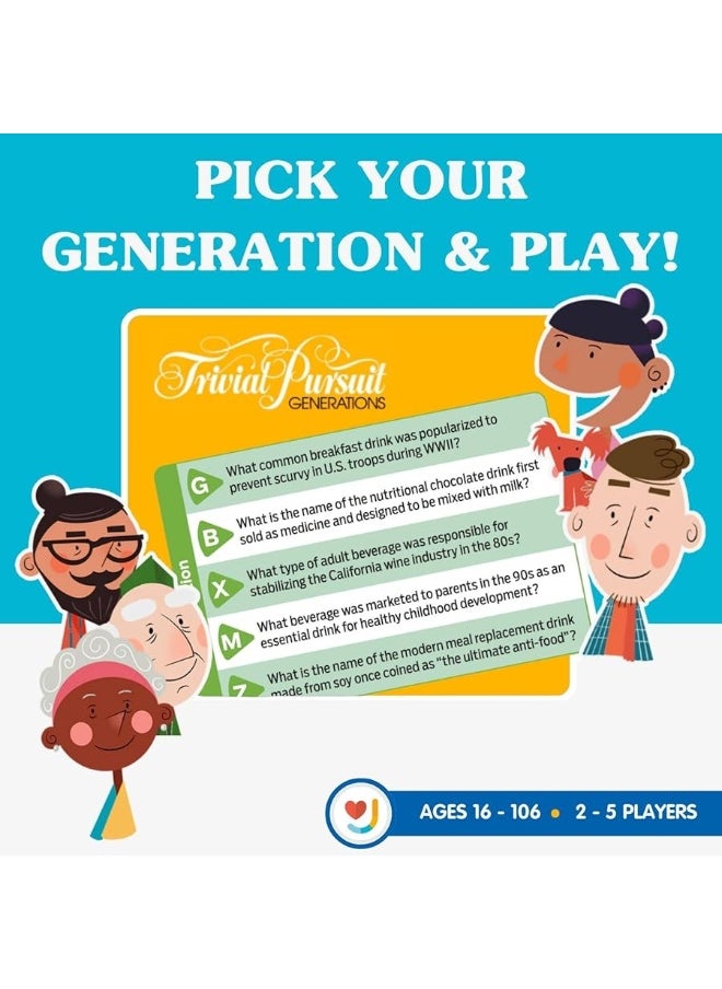 Joy for All - Joy for All Games - Trivial Pursuit Generations - Generational Trivia - Create Personalized Questions - Bigger Easy-to-Read Cards - Fun Multigenerational Trivia Game - Image 1