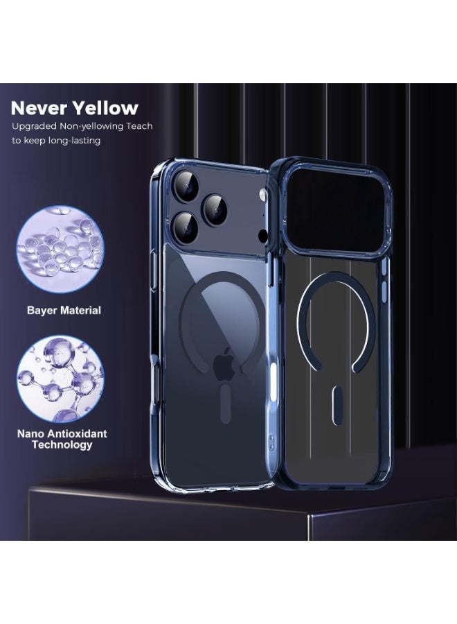 أكاليكس جراب مغناطيسي لهاتف iPhone 17 Pro، حماية عالية الجودة من السقوط مع شريط مقاوم للصدمات، جراب خلفي شفاف غير لامع | أزرق داكن - Image 3