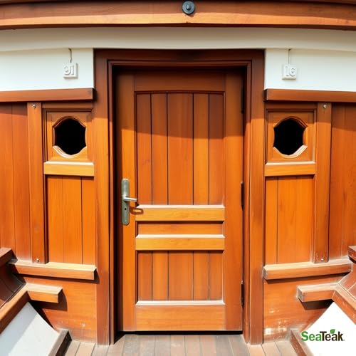 SeaTeak 60725 Teak Louvered Door and Frame, Oblong, Left Hand Opening, 15 Inch x 20 Inch - Image 5