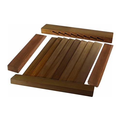 SeaTeak 60725 Teak Louvered Door and Frame, Oblong, Left Hand Opening, 15 Inch x 20 Inch - Image 1