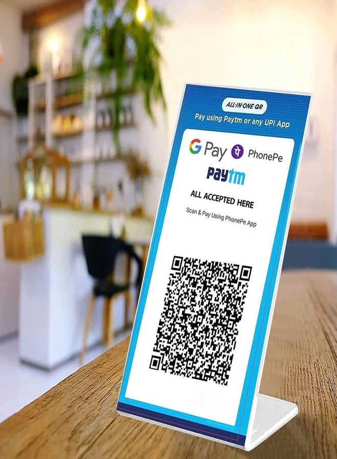 CPI 4 X 6 Inch (A6) x 3PCs White Acrylic QR Bar Code Display Stand, Paper Holder Stand, Perfect for Restaurants, Promotions, Photo Frames FOR BHIM, PHONEPE, GOOGLE Pay Stand (SET OF 3) - Image 2