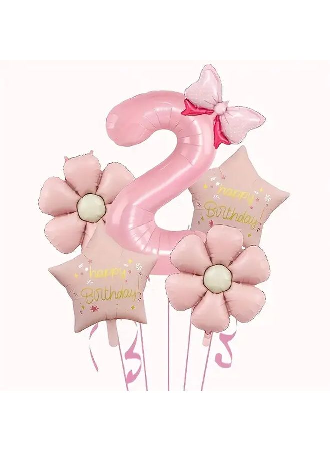 6pcs Pink Number Balloons Set for Birthday Party Aluminum Foil Anniversary Decor - Image 3