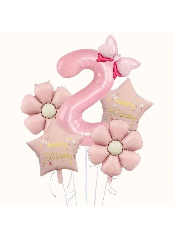 6pcs Pink Number Balloons Set for Birthday Party Aluminum Foil Anniversary Decor - Image 5
