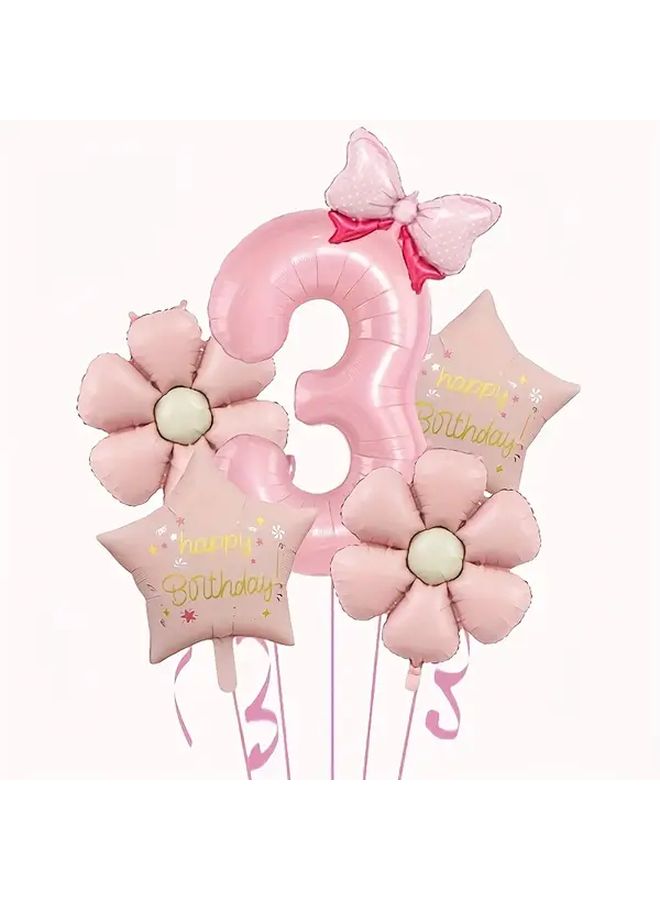 6pcs Pink Number Balloons Set for Birthday Party Aluminum Foil Anniversary Decor - Image 1