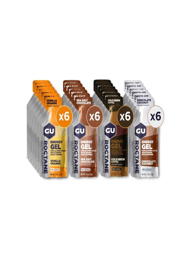 Gu Energy جل الطاقة GU Energy Roctane Ultra Endurance متعدد الاستخدامات، تغذية رياضية مثالية للجري وركوب الدراجات والمشي لمسافات طويلة والتزلج، بنكهات متنوعة لذيذة، عبوة من 24 قطعة - Image 1