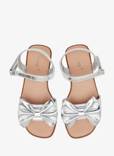 Little Missy Bow Accent Sandals With Hook And Loop Closure