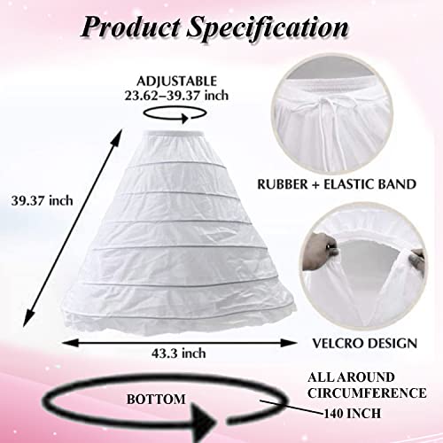 Aakriti 6 Hoop Women's Polyester Skirt Shapewear Petticoat Underskirt for Wedding Dress Shapewear Undergarments Petticoat, Bridal Ethnic Wear Dress Ball Gown Shape Wear Dress Crinoline Shaper White - Image 4