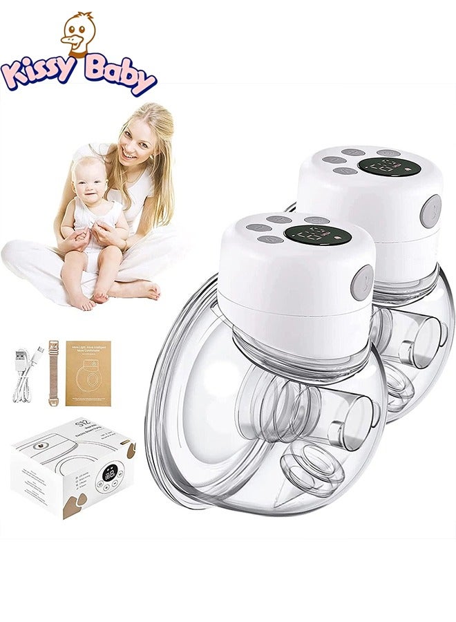 قبلة طفل مضخة الثدي القابلة للارتداء ، 2 حزمة محمولة قابلة لإعادة الشحن مضخات الثدي الكهربائية الحرة مع 2 أوضاع ، 9 مستويات ، شاشة LCD مع وضع التدليك والضخ للرضاعة الطبيعية - Image 2