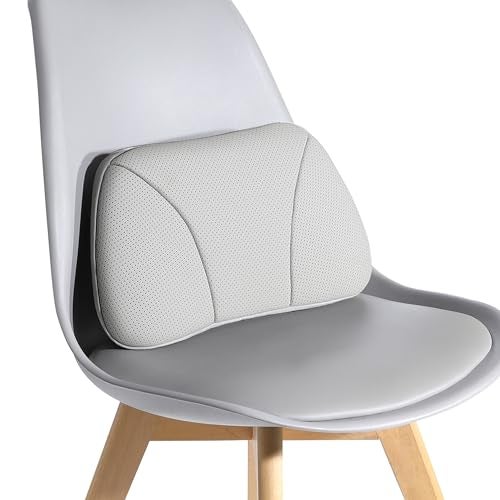 POKSRI Genuine Leather Lumbar Support Pillow,Back Pain Relief Cushion,fits Tightly Around Waist,Real Cowhide,Memory Foam,fit Car Drive,Office Chair,Rest seat,Improve Posture,Portable,15.5''Lx 8.7''H - Image 1