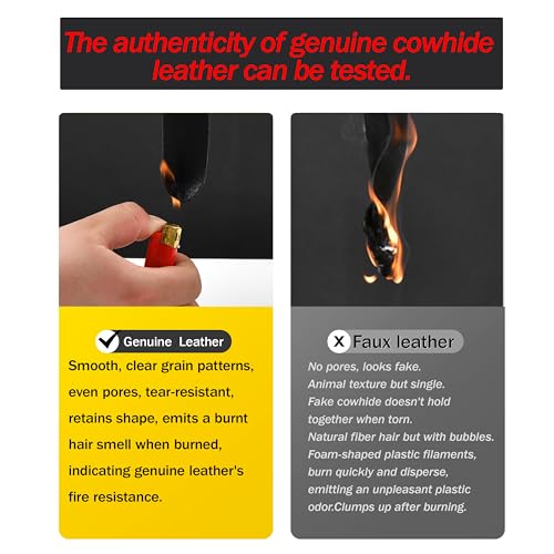 POKSRI Genuine Leather Lumbar Support Pillow,Back Pain Relief Cushion,fits Tightly Around Waist,Real Cowhide,Memory Foam,fit Car Drive,Office Chair,Rest seat,Improve Posture,Portable,15.5''Lx 8.7''H - Image 3
