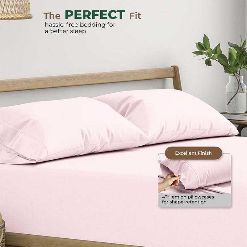 THREAD SPREAD 100% Organic Cotton Pillow Cases Standard Size - Natural Cotton Pillow Cases Queen Size Set of 2 (Blush), Soft, Cooling, Crisp & Breathable Percale Weave Pillowcase, GOTS Certified - Image 4