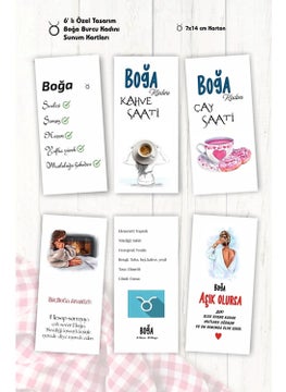 HSN Horoscope Coffee Presentation Cards 6 Piece Motto Card 7X14 cm 