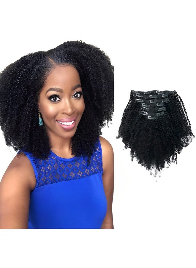 Sassina - Afro Coily Human Hair Clip In Extensions 4B 4C Clip In Human Hair For Black Women 7 Pieces With 17 Clips 120 Grams 16 Inch Jet Black 1 - Image 1