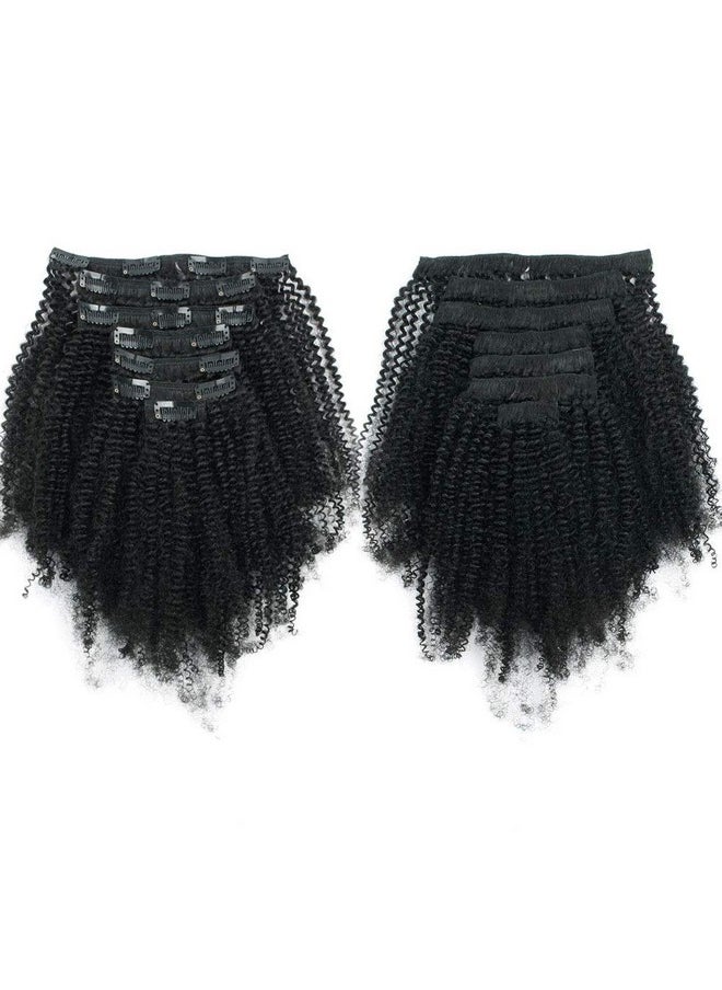 Sassina - Afro Coily Human Hair Clip In Extensions 4B 4C Clip In Human Hair For Black Women 7 Pieces With 17 Clips 120 Grams 16 Inch Jet Black 1 - Image 1