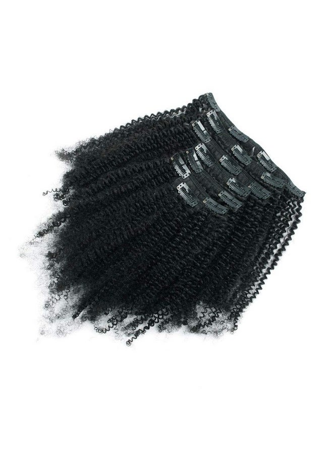 Sassina - Afro Coily Human Hair Clip In Extensions 4B 4C Clip In Human Hair For Black Women 7 Pieces With 17 Clips 120 Grams 16 Inch Jet Black 1 - Image 1
