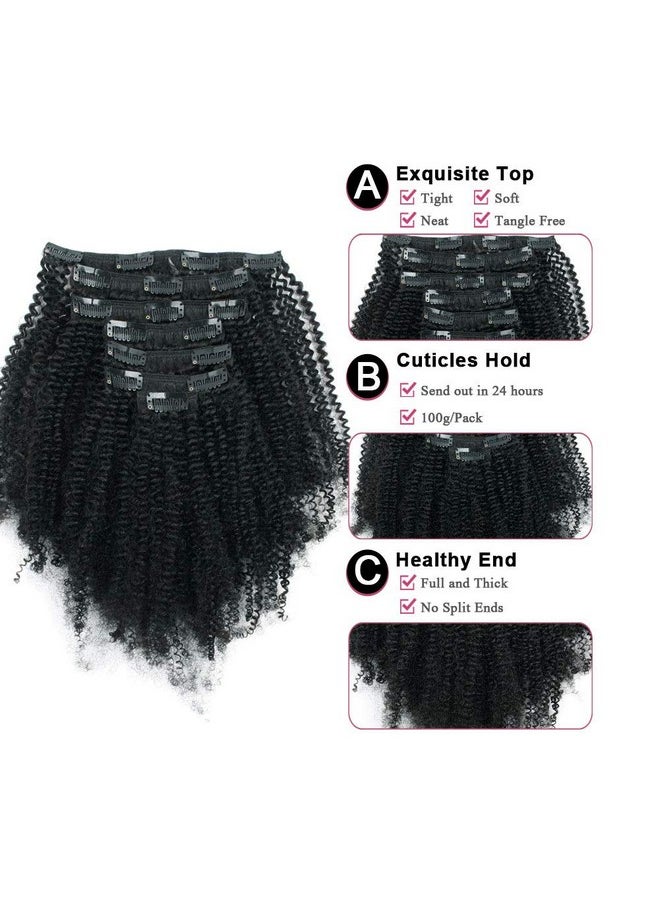 Sassina - Afro Coily Human Hair Clip In Extensions 4B 4C Clip In Human Hair For Black Women 7 Pieces With 17 Clips 120 Grams 16 Inch Jet Black 1 - Image 1