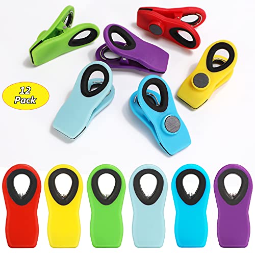 Ecurfu 12 Pack Chip Clips, Magnetic Bag Clips with Airtight Seal for Chips, Bread, Snacks, Fridge Organizer Kitchen Storage Clips Multicolor - Image 2