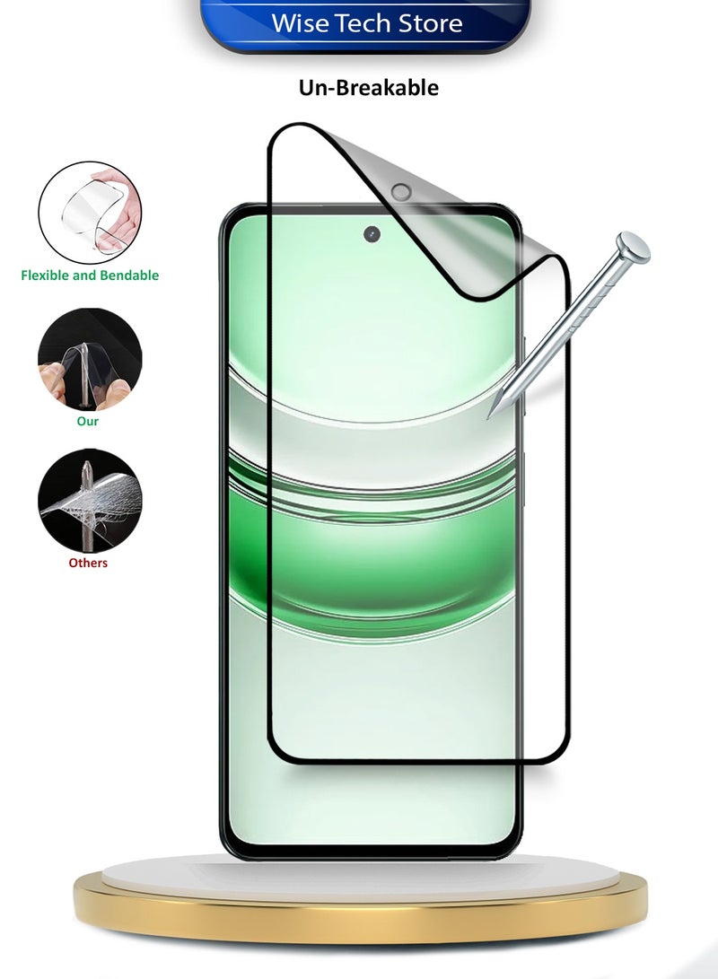 دبليو تيك واقي شاشة مرن مغطى بالكامل وناعم لهاتف Realme C71 4G 2025 Premium Nano Ceramic (MSCNMN) - شفاف/أسود - Image 2