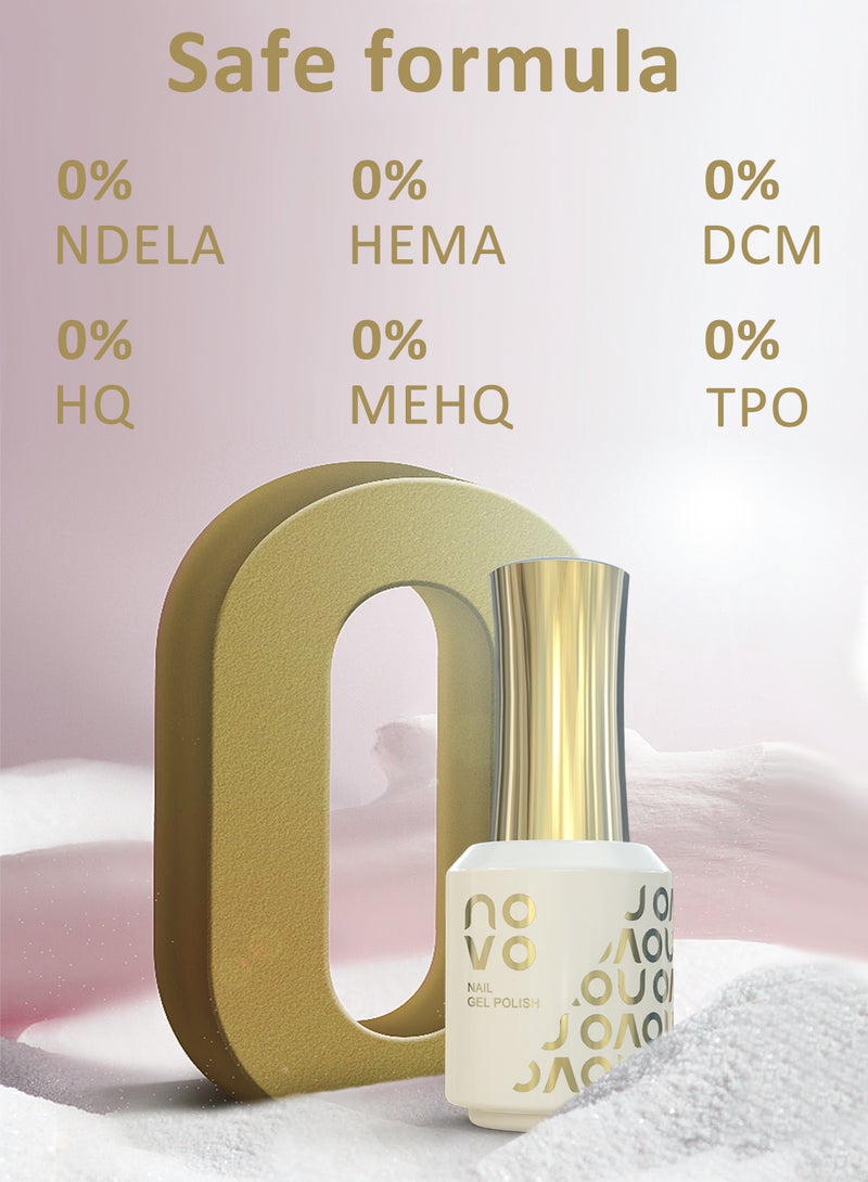 Novo Gel Top Coat, Large Capacity Glossy No Wipe Gel, UV & LED Cured Soak-Off Long-Lasting Clear Nail Polish for Home & Nail Salon 15ml - Image 2