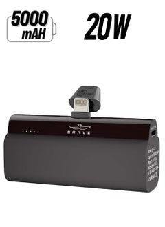Brave Brave Mini 5000mAh Power Bank, PD 20W Quick Charging Portable Charger & Battery Pack Compatible with iPhone 14 Pro/14 Pro Max /14/13 Pro/13 Pro Max/12 Pro/XR/X/8/7/6, iPad, AirPods (BP-12) – Black 