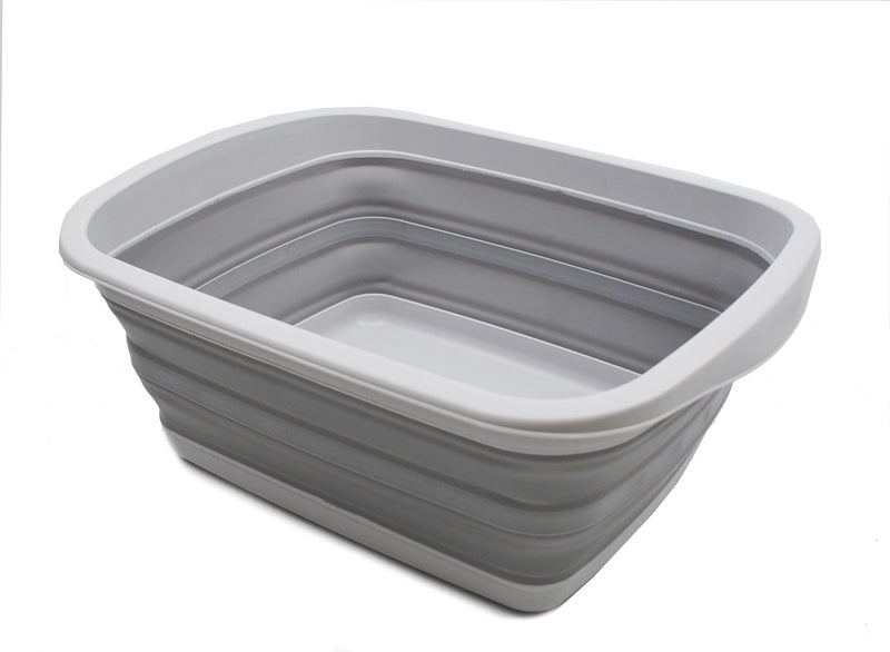 SAMMART 10L 26 Gallon Collapsible TubFoldable Dish TubPortable Washing BasinSpace Saving Plastic Washtub Grey 1