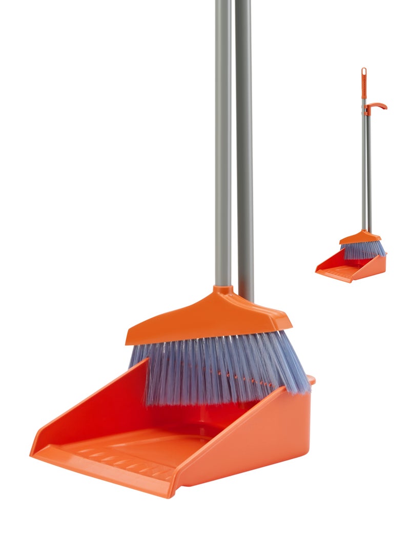 LAWAZIM Dustpan and Broom Set -Orange- Lightweight Plastic Cleaning Tools with Ergonomic Handle and Sturdy Bristles for Efficient Dust Collection - Ideal for Household, Kitchen, and Office Cleaning - Image 3