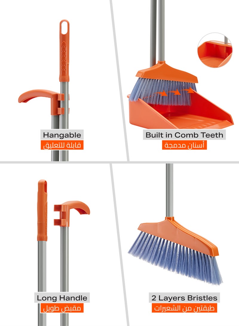 LAWAZIM Dustpan and Broom Set -Orange- Lightweight Plastic Cleaning Tools with Ergonomic Handle and Sturdy Bristles for Efficient Dust Collection - Ideal for Household, Kitchen, and Office Cleaning - Image 5