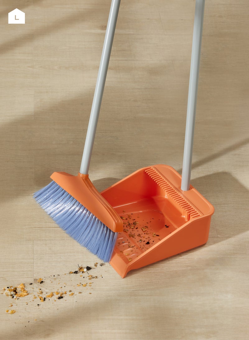 LAWAZIM Dustpan and Broom Set -Orange- Lightweight Plastic Cleaning Tools with Ergonomic Handle and Sturdy Bristles for Efficient Dust Collection - Ideal for Household, Kitchen, and Office Cleaning - Image 2