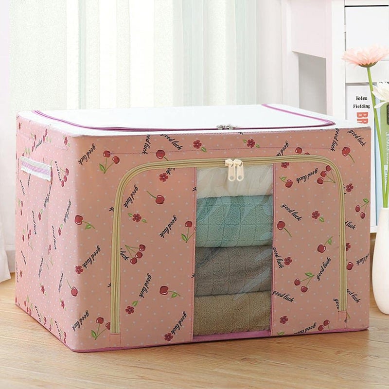Asterin Sales Asterin Sales 1 Piece Durable Large Clothing Bedding Toys Storage Basket Bags Containers Organizers Storage Boxes with steel frame 66 Liter Multicolor - Image 5
